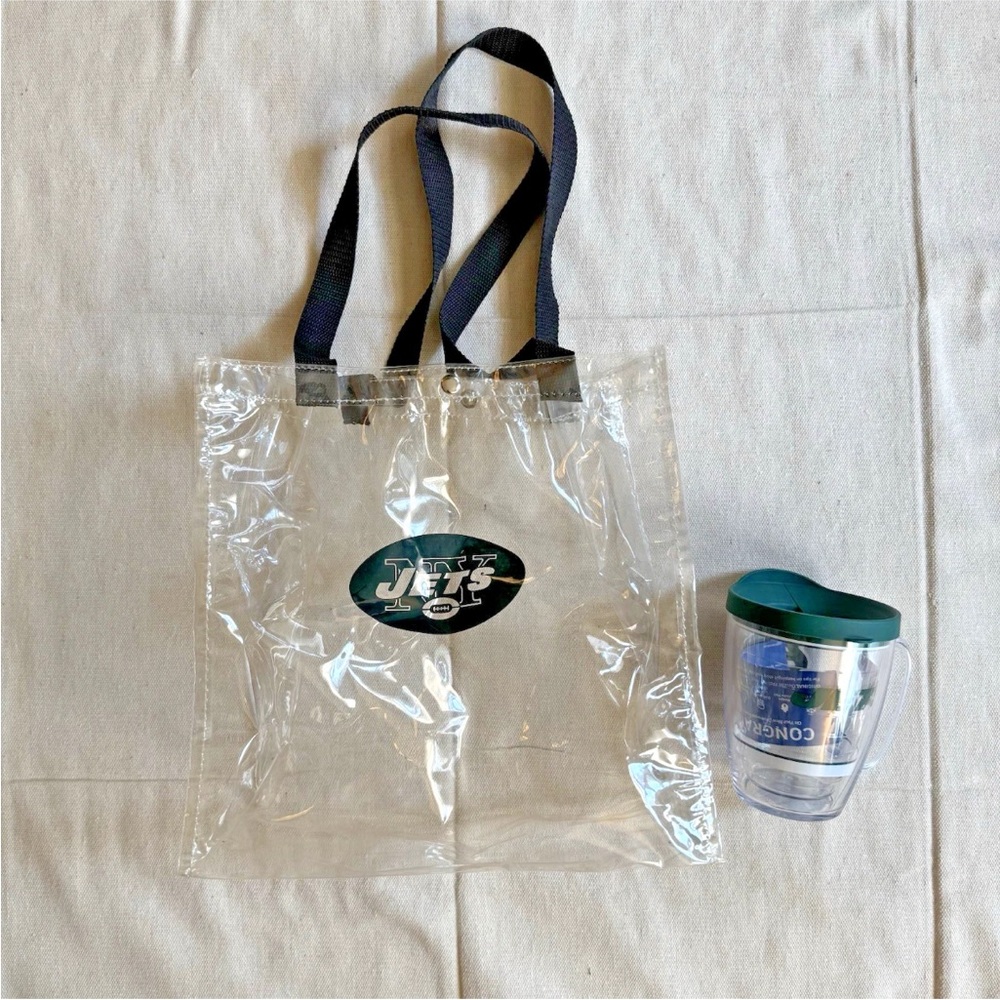 New York Jets Clear Stadium Tote Bag & Tervis Mug w/ Lid NFL Football Game Day